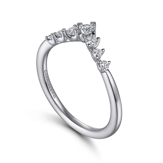 Gabriel & Co. Curved Princess Cut and Round Diamond Anniversary Band