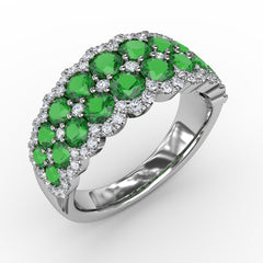 Fana Get Sentimental Emerald and Diamond Double Row Ring