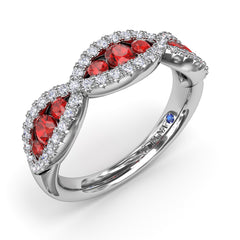 Fana Ruby and Diamond Wedding Band