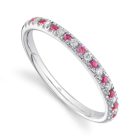 Shy Creation Diamond & Pink Sapphire 14K Ladies Band