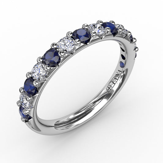 Fana Sapphire and Diamond Wedding Band