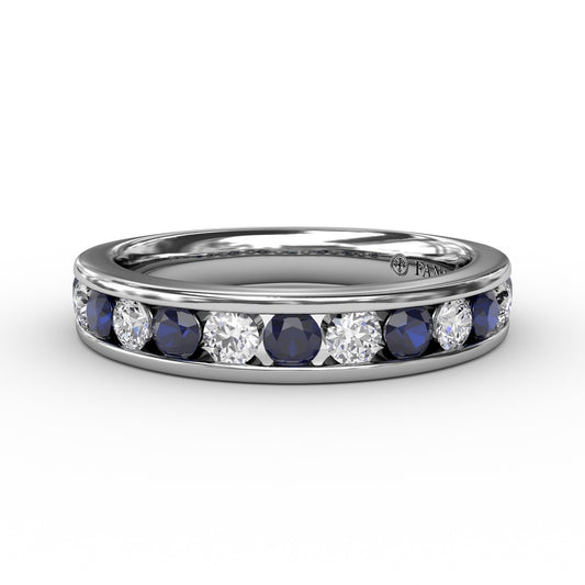 Fana Single Row Sapphire and Wedding Band