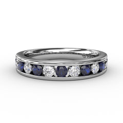 Fana Single Row Sapphire and Wedding Band