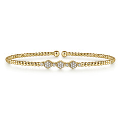 Gabriel & Co Bujukan Bead Cuff Bracelet With Cluster Diamond Hexagon Station