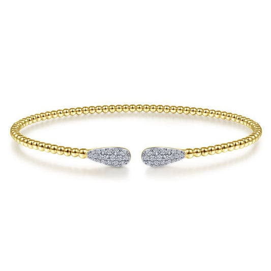 Gabriel & Co Bujukan Bead Cuff Bracelet With Diamond Pave Teardrops