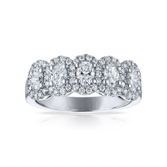 Five Stone Oval Halo Wedding Band