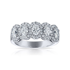 Five Stone Oval Halo Wedding Band