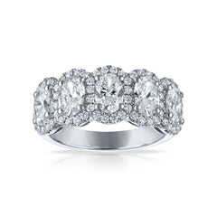 Five Stone Oval Halo Wedding Band