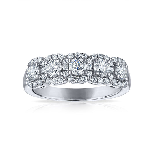 Five Stone Halo Wedding Band