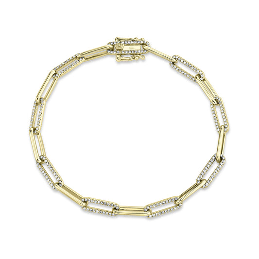 Shy Creation Diamond Paper Clip Link Bracelet