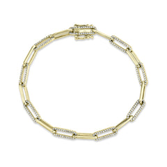 Shy Creation Diamond Paper Clip Link Bracelet