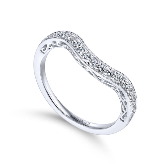 Gabriel & Co Victorian Curved Diamond Ladies Wedding Band