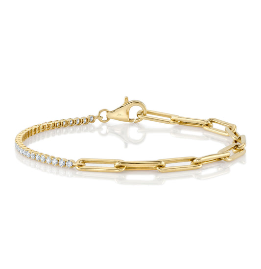 Shy Creation 14K Diamond Paper Clip Link Bracelet