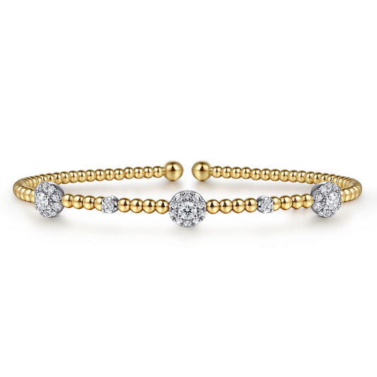 Gabriel & Co. Gold Bujukan Diamond Cluster Stations Bangle