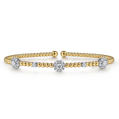 Gabriel & Co. Gold Bujukan Diamond Cluster Stations Bangle