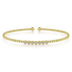 Gabriel & Co Bujukan Bead Cuff Bracelet With Cluster Diamond Stations
