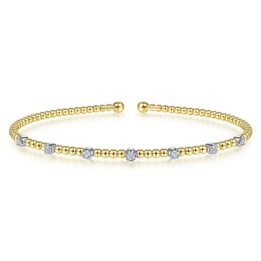 Gabriel & Co Bujukan Bead Cuff Bracelet With Diamond Stations
