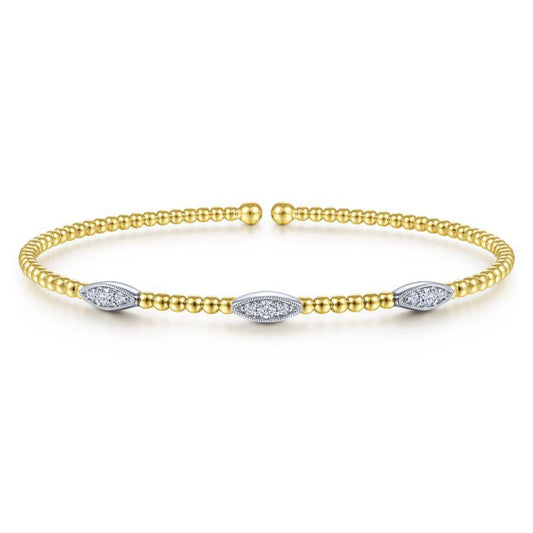 Gabriel & Co Bujukan Bead Cuff Bracelet With Diamond Marquise Stations