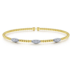 Gabriel & Co Bujukan Bead Cuff Bracelet With Diamond Marquise Stations