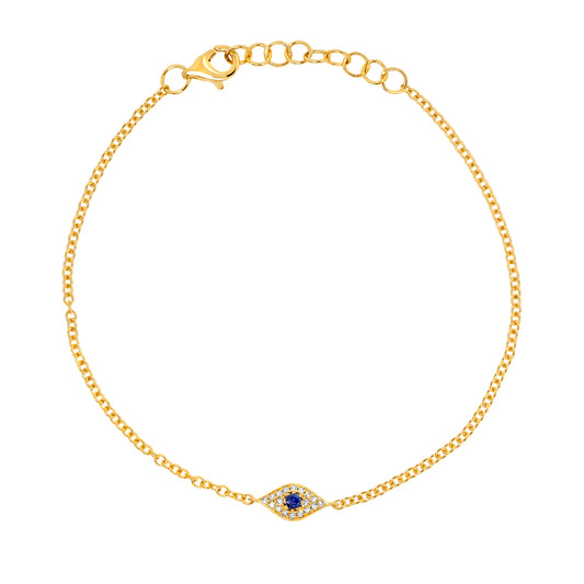 Shy Creation Diamond & Blue Sapphire Eye Bracelet