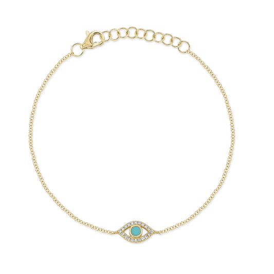 Shy Creation Diamond & Turquoise Eye Bracelet