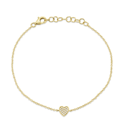 Shy Creation 14K Diamond Pave Heart Bracelet