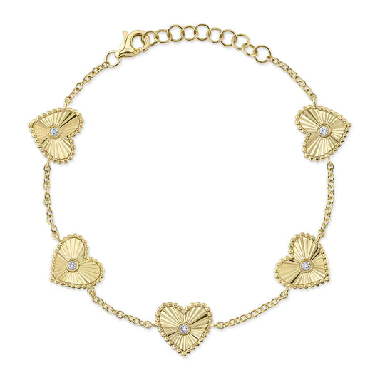 Shy Creation 14K Diamond Bezel Heart Bracelet
