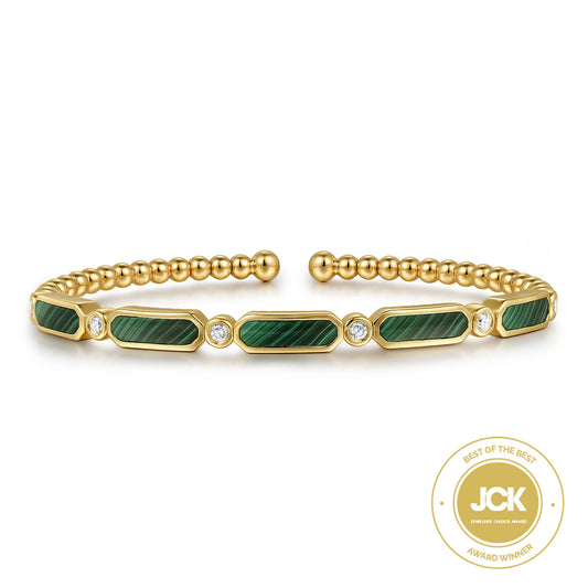 Gabriel & Co. Diamond And Malachite Bujukan Bangle