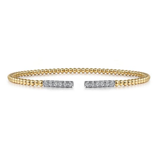 Gabriel & Co Bujukan Bead Cuff Bracelet With Diamond Pave Bars