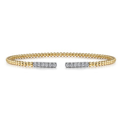 Gabriel & Co Bujukan Bead Cuff Bracelet With Diamond Pave Bars