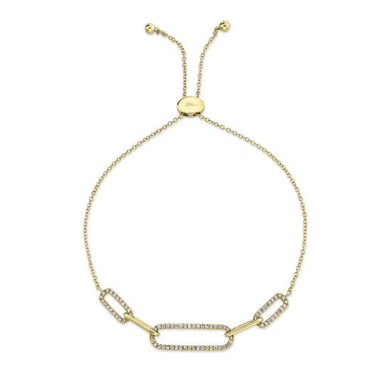 Shy Creation Diamond Paper Clip Link Bolo Bracelet