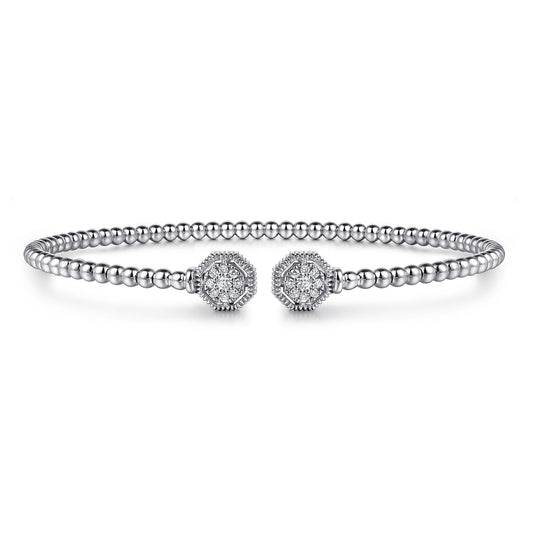 Gabriel & Co 14K Bujukan Split Cuff Bracelet With Diamond Pave Hexagon Caps