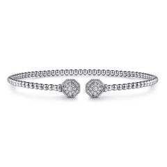 Gabriel & Co 14K Bujukan Split Cuff Bracelet With Diamond Pave Hexagon Caps
