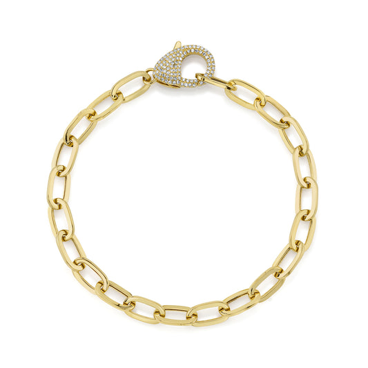 Shy Creation 14K Diamond Paper Clip Link Bracelet