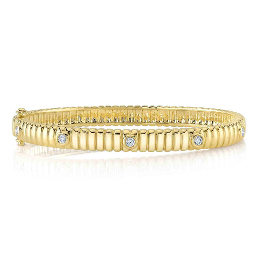 Shy Creation 14K Diamond Bezel Bangle