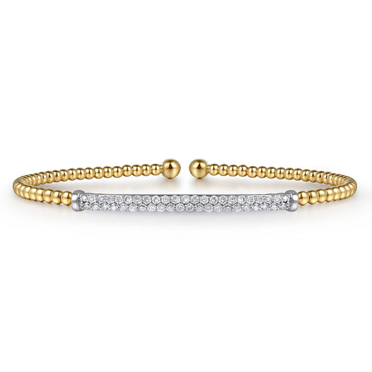 Gabriel & Co 14K Bujukan Split Cuff Bracelet With Diamond Pave Bar