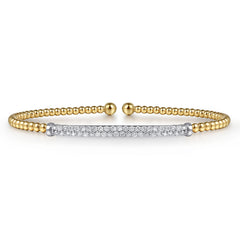 Gabriel & Co 14K Bujukan Split Cuff Bracelet With Diamond Pave Bar