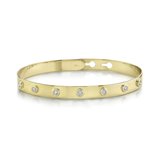 Shy Creation Bezel Diamond Latch Lock Bangle