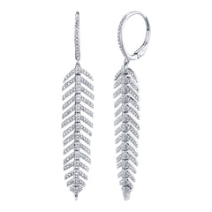 Shy Creation Diamond Feather Earrings