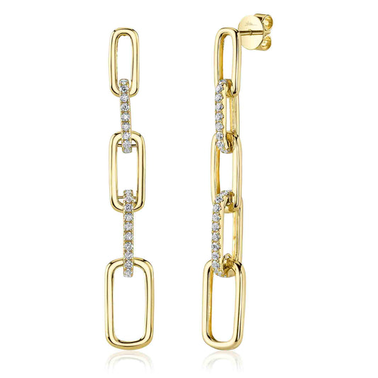 Shy Creation 14K Diamond Paper Clip Link Earring