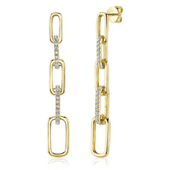 Shy Creation 14K Diamond Paper Clip Link Earring