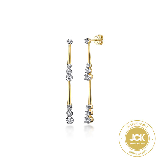 Gabriel & Co. Linear Graduated Diamond Station Drop Earrings In Size 45Mm