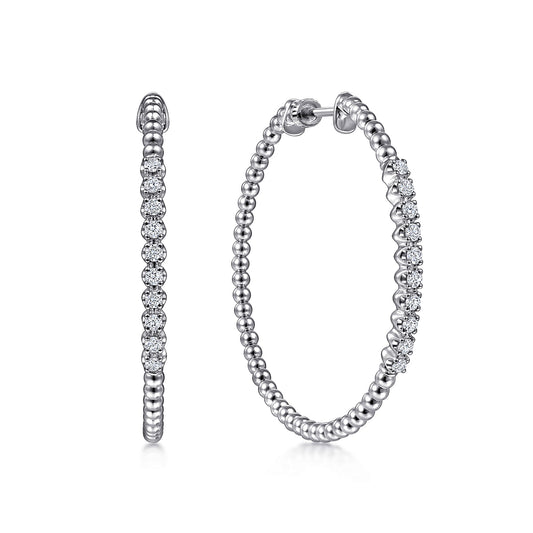 Gabriel & Co 14K Yellow Gold 40Mm Bujukan Diamond Classic Hoop Earrings