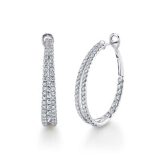 Shy Creation 14K Diamond Oval Hoop Earring