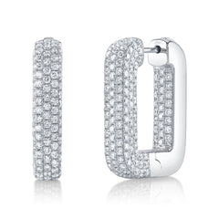 Shy Creation 14K Diamond Pave Rectangle Hoop Earring