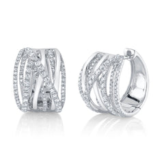 Shy Creation 14K Diamond Bridge Hoop Earring