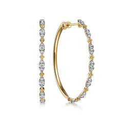 Gabriel & Co. 40MM Diamond Station Intricate Hoop Earrings