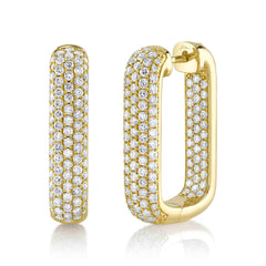 Shy Creation Diamond Pave Rectangle Hoop Earring
