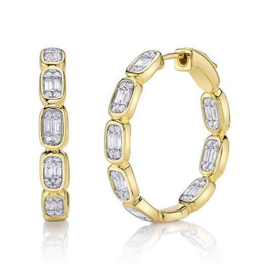 Shy Creation Diamond Baguette Hoop Earring