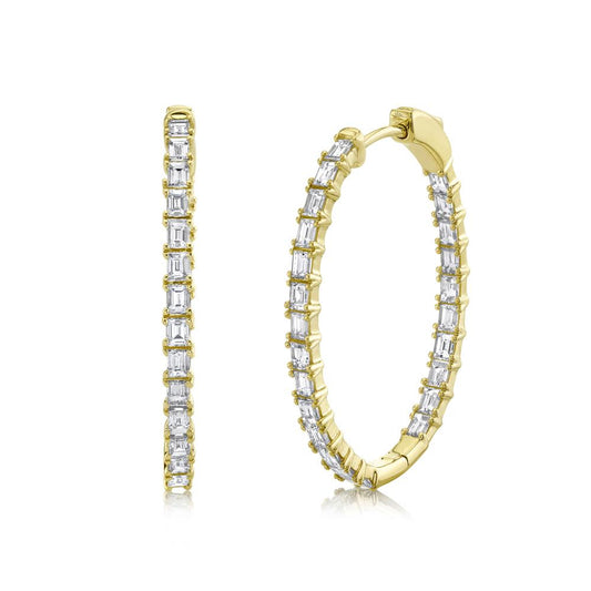 Shy Creation Diamond Baguette Oval Hoop Earring